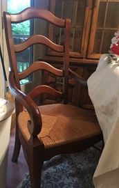 Table and Dining Chairs with rush bottom seat 