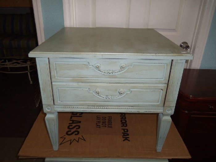 Shabby chic tables - we've used them in a living room setting and also in a bedroom - versatile.
