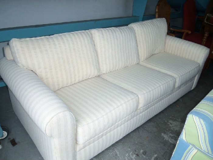 Cream Striped Couch -