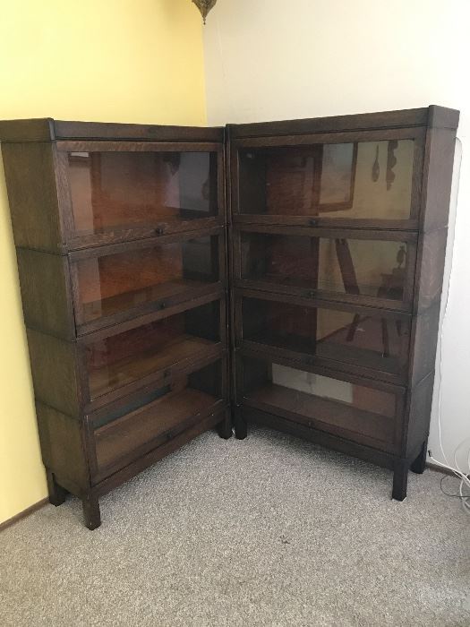 Pair of antique lawyer's / barrister's stacking bookcases