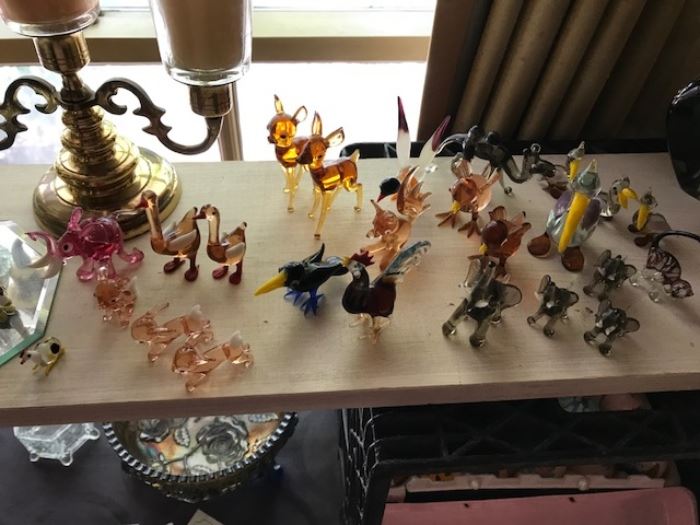 Lots of Murano Glass animals.