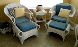 Antique Wicker Chairs w/Ottomans