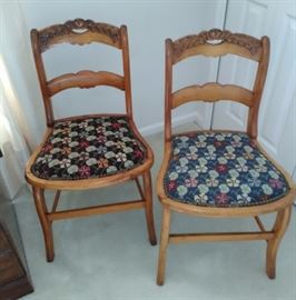 Vintage Chairs w/Needlepoint Seats