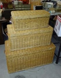 Wicker & Wood Chests-As Is
