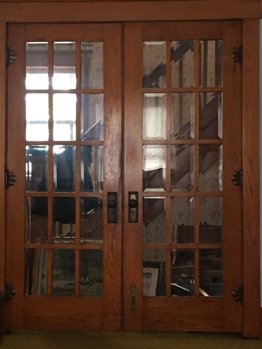 Antique oak 15 panel beveled glass door 100yr old great condition 
