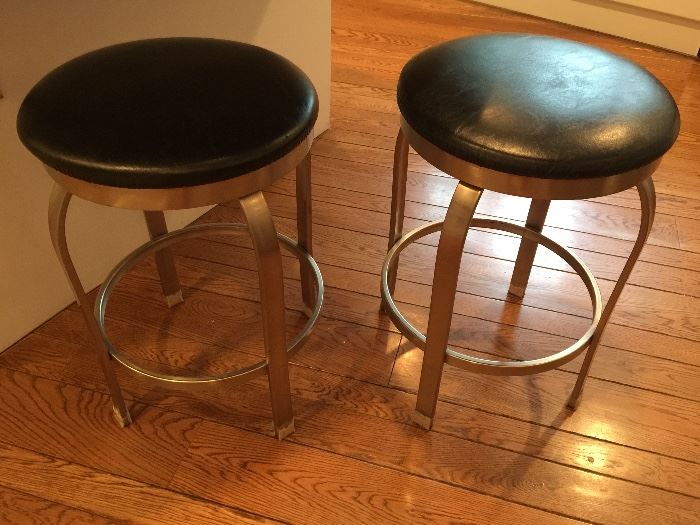 Trica Steel & Leather Swivel Counter Height Bar Stools