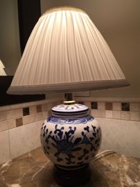 Pair of Blue & White Asian Mini Lamps