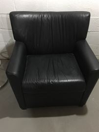Metro Black Leather Arm Chair