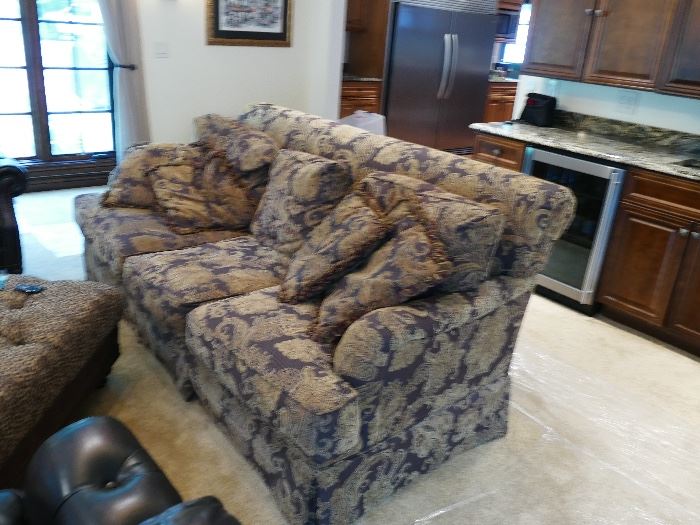 Large Fabric Comfy sofa with lots of matching pillows