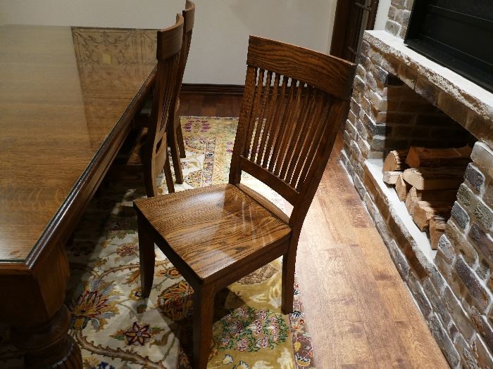 Custom Oak matching chairs for dining table