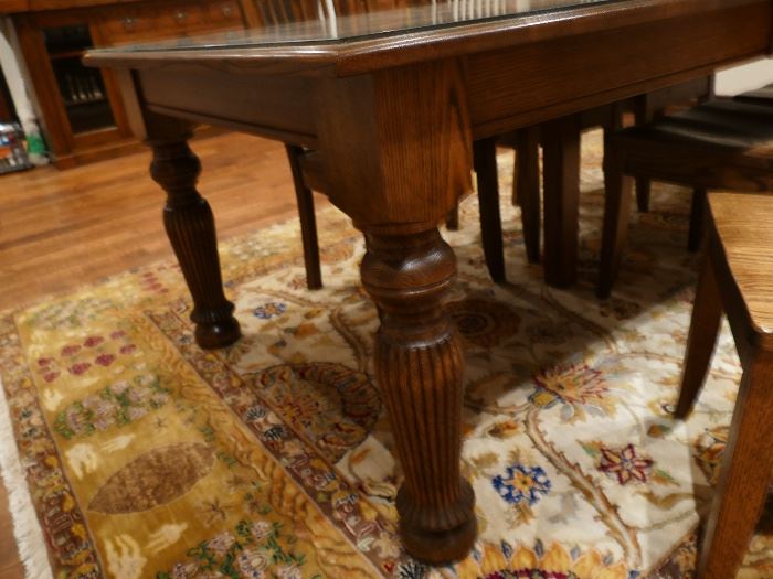 Oak dining table thick heavy carved legs