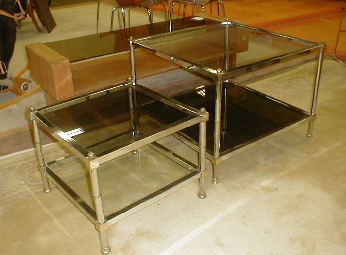 chrome and glass side tables $85.00