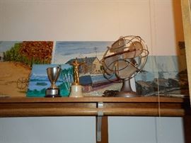 Vintage Westinghouse Fan & Vintage Archery Trophies