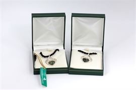 Necklaces with Sterling Silver Connemara Marble Pendants: A pair of necklaces with sterling silver Connemara marble pendants.