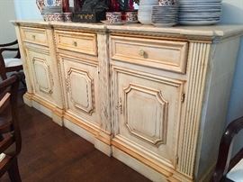Custom Travertine Stone Top Buffet.