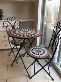 Mosaic Tile Bistro Table and Chairs.