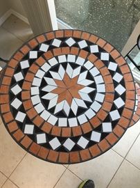 Mosaic Tile Bistro Table and Chairs.