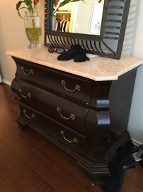 Travertine Top Chest of Drawers.
