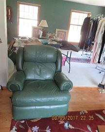 Overstuffed green chair