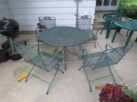 Green metal patio set