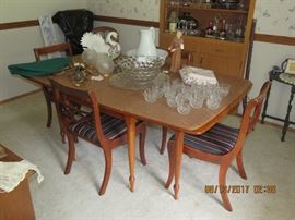 Dining room table; chairs