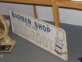Vintage metal Barber shop advertising sign