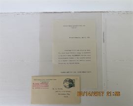Letter sent on the Hindenberg