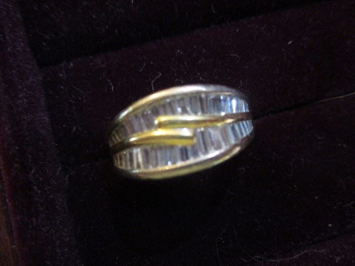 Diamond ring.  Total carat weight close to 2 carats.  White gold setting.