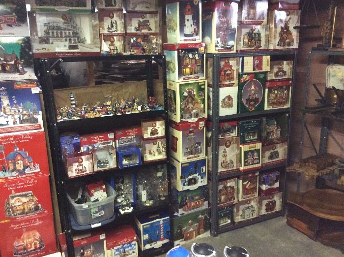 Collectable Christmas village houses and accessories.