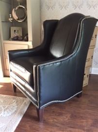All leather Bassett wing chair generous size and condition like new