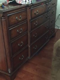 Solid cherry triple dresser by Harden  felted draw matching mirror high boy and nightstand