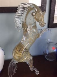 23 inch high Murano Glass rearing horse  highly collectable  showing on Ebay for $2300.
