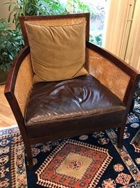 Crate & Barrel Rattan & Leather Accent Chair