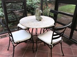 Crate and Barrel Limestone top table