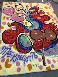 John MacGregor hooked rug  wall hanging. It is 5 ft wide by 6.5 ft high in perfect condition​. It was part of a series of wall hangings of works by various Canadian artists commissioned by Ottawa collector Fay Loeb in the 1970's. 