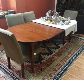 Crate and Barrel Table and Crate and Barrel ultra suede parsons chairs.