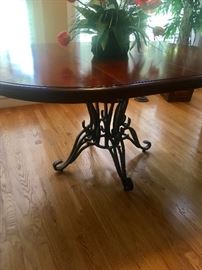 Dining table ~ wrought iron base with wood top (priced separately from the 6 chairs)
