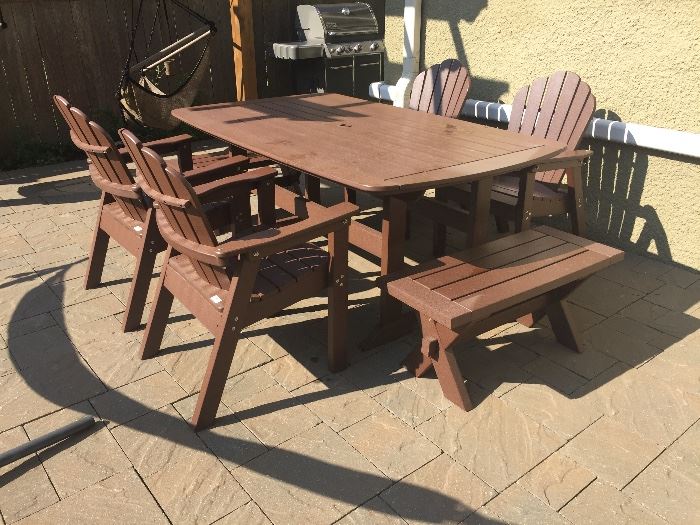 Seaside Casual Gathering Table with 4 chairs & 2 benches 