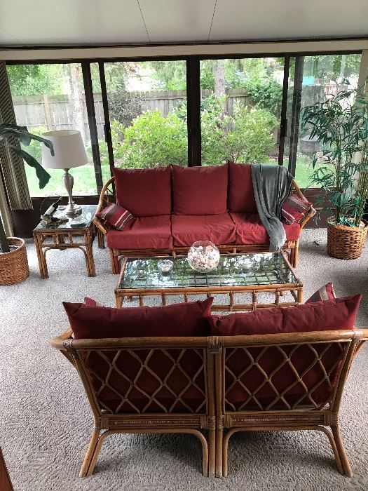 Rattan sofa and table set 