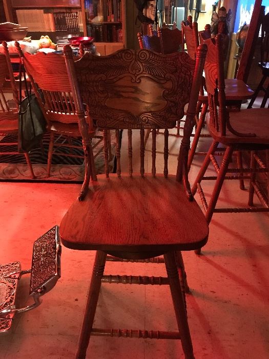 Solid Oak swivel bar stools