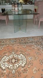 CONTEMPORARY GLASS TOP & BASE DINING TABLE.. VILLEROY & BOCH "FOUR SEASONS" JASPERWARE CAMEO STEINS.