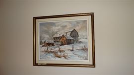 MARY LAMPMAN BARN SCENE PAINTING.