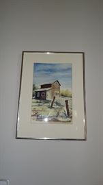 WATERCOLOR BARN SCENE