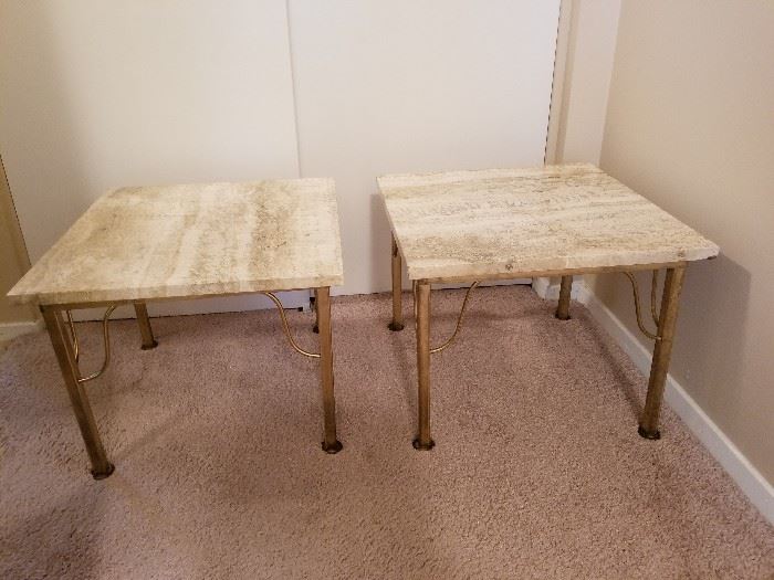 Mid Century marble top accent tables