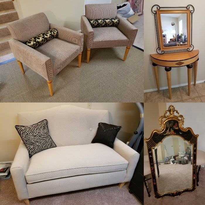 Expressions chairs and sofa Half moon accent table with mirror