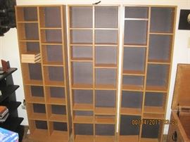 Tall shelf units. 3 double wide and one single wide. Sold together or seperately
