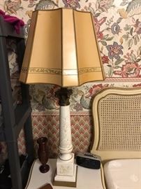 One of two vintage lamps
