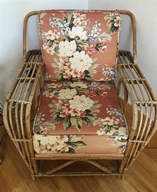 Heywood Wakefield Rattan Chair includes ottoman