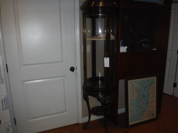 beautiful and unusual display cabinet - round on base