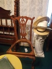antique chair and bedpost